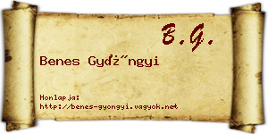 Benes Gyöngyi névjegykártya